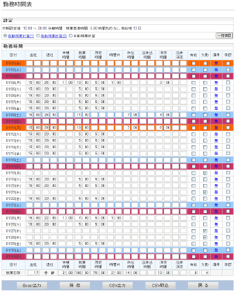 勤務時間表